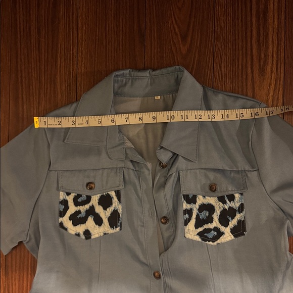 Blue Leopard Print Button-Down Dress - Picture 7 of 7